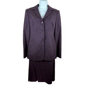 Anne Klein 2 Metropolitan  Shalimar Purple Fleck Classic Skirted Suit Size 6 NWT